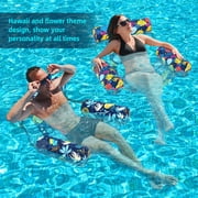 Pool Floats Adult 2 Packs Fabric Heavy Duty Inflatable Pool Chair Hammock, Blow Up Floaties for Adults, Hawaii Flower Floats for Pool Floating, Party Summer Toys Water Beach Lake Fun