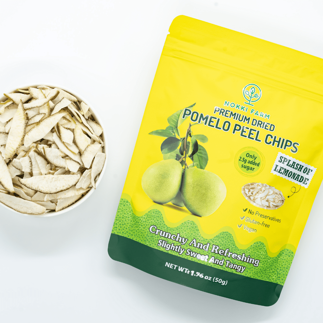 (Pack of 6) NOKKI FARM Premium Dried Pomelo Peel 50g | Crunchy | Slightly sweet and tangy