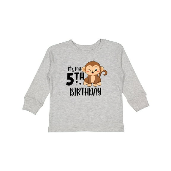 Inktastic Monkey Its My 5th Birthday Boys or Girls Long Sleeve Toddler T-Shirt