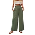 thumbnail image 6 of Zoeecloth Womens Solid Color Slacks Pants Spring/Summer Trousers High Waisted Wide Leg Drawstring Casual Loose Pants Trousers with Pockets S-XL, 6 of 9