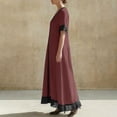 thumbnail image 5 of GUACER V-Neck Maxi Dress for Women Cotton Linen Casual Short Sleeve Contrast Trim Boho Long Dresses with Ruffle Hem, 5 of 7
