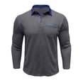 thumbnail image 4 of Blusa y camisa de manga larga con cuello vuelto para hombre, estilo casual, con bloques de color, de poliéster y manga larga., 4 of 7