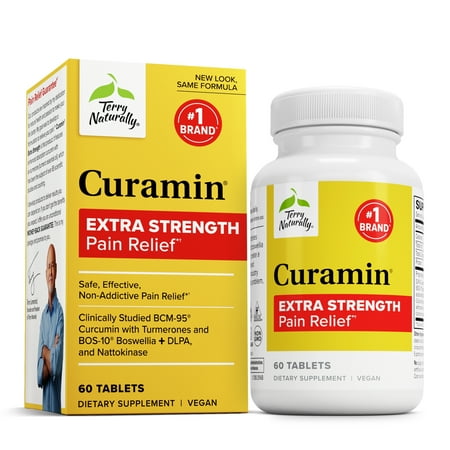 Terry Naturally Curamin Extra Strength, Safe and Powerful Pain Relief with BCM95 Curcumin (60 Tabs)