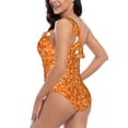 thumbnail image 4 of Honeii Orange Glitter for women's one-piece swimsuit featuring a chic one-shoulder design experience elegance and style in the water-Small, 4 of 6