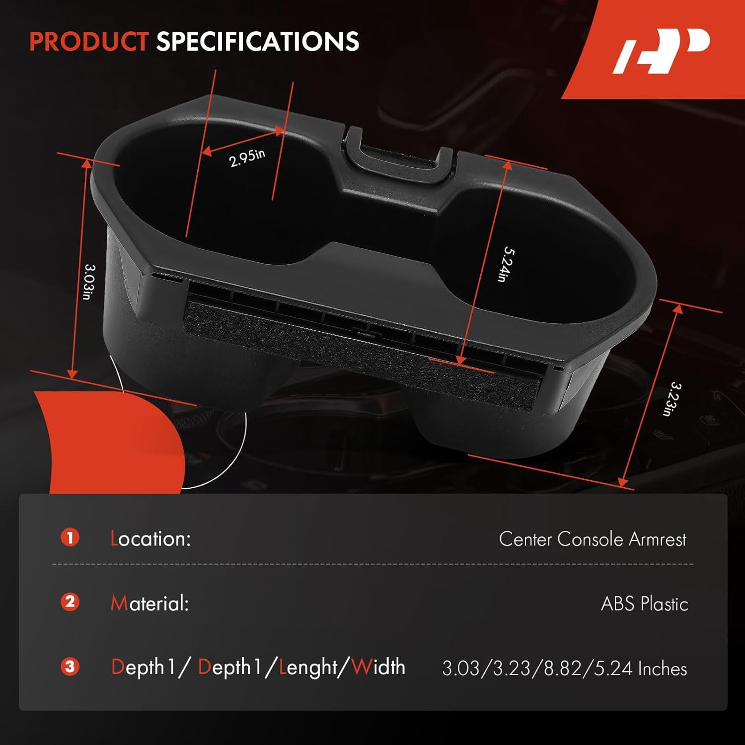 A-Premium Cup Holder Insert Compatible with Honda Civic 2016 2017 2018, Insight 2019 2020 2021, Center Console Armrest, Black, Replace# 83446-TBA-A01ZA, 83446TBAA01ZA