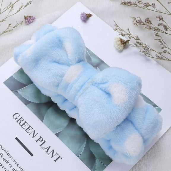 SEWCHICS 2Pcs Facial Headbands Plush Material with Bow Design for Cosmetic Use and Washing Face