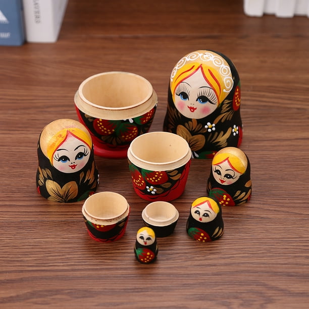 Toutek Wooden 5 Layers Strawberry Girl Russian Matryoshka Hand Paint Doll Decor