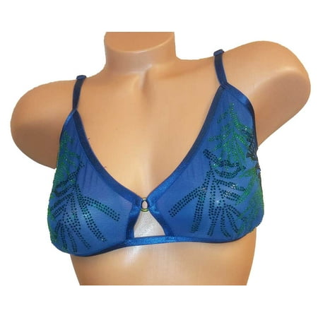 Victoria's Secret Very Sexy Unlined Wire Free Mesh Rhinestone Bra Blue (Best Bra For Very Large Breasts)