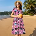 thumbnail image 4 of Naloa Colorful Cute French Bulldog Print Womens Summer A-Line Dress with Pockets,Short Sleeve Dresses,Flowy Beach Swing Dress for Vacation Travel, 4 of 6