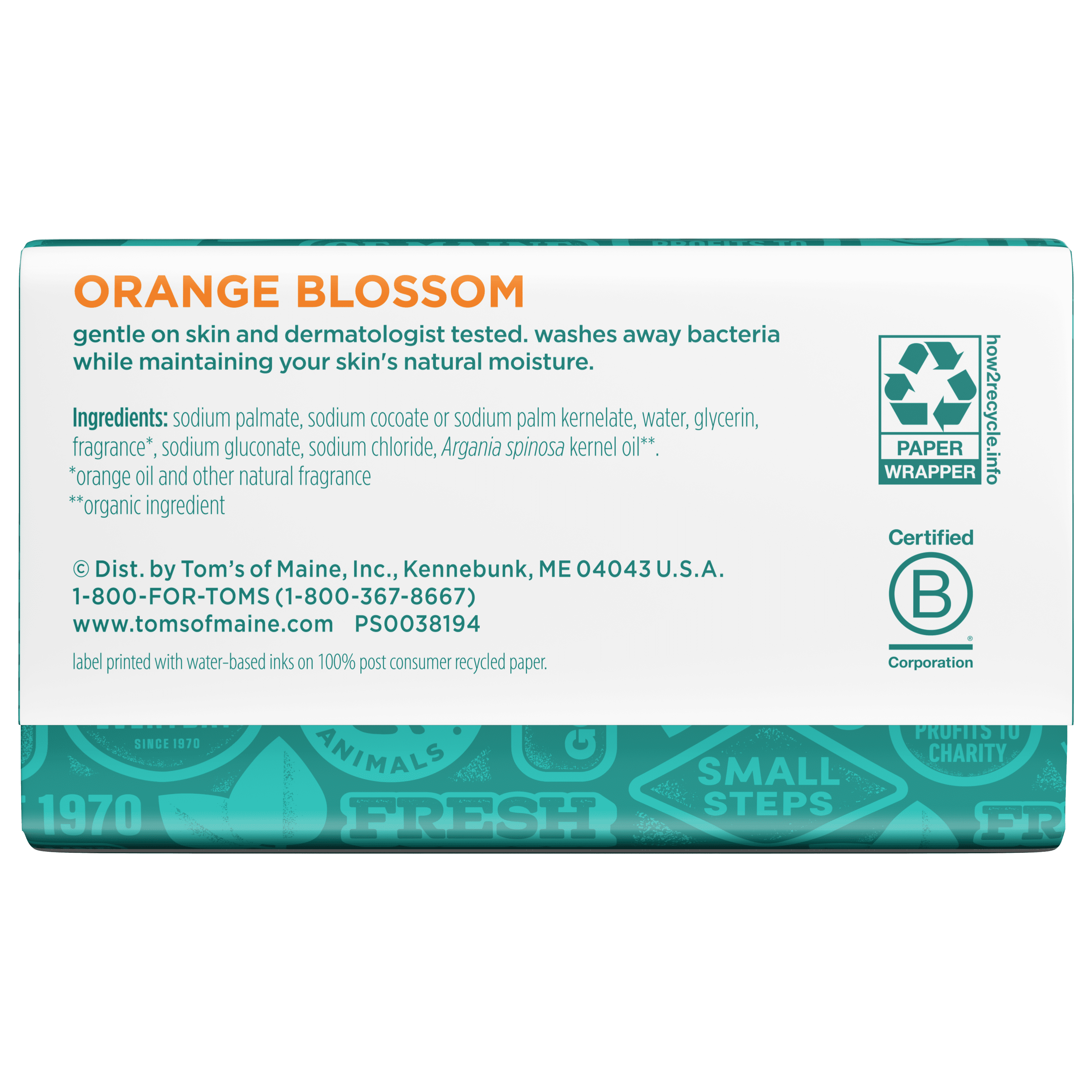 Tom’s of Maine Natural Beauty Bar Soap For Women and Men, Orange Blossom, 5 oz Bar, 6 pack