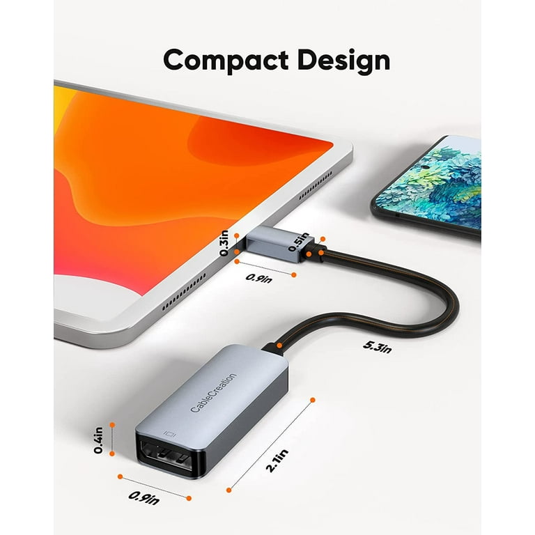 USB C to DisplayPort Adapter 8K@60Hz 4K@144Hz 2K@165Hz HDR, CableCreation USB Type C to DP Converter, Compatible with Oculus Rift S, MacBook Pro/Air 2020, Valve Index, iPad Pro, Aluminum Walmart.com