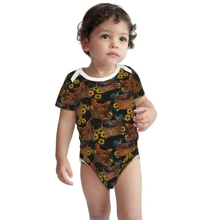 

Haiem Chicken Rooster Printed Unisex-Baby Short Sleeve Onesies Bodysuits Unisex Babies Snap-Up Rompers-3 Months