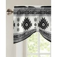 thumbnail image 2 of Tie Up Valance Curtain for Kitchen, Black Aztec Bohemian Geometric on Retro Rod Pocket Short Curtains Adjustable Tie-Up Shade Valances, Abstract Ethnic Window Treatment for Bathroom Living Room Bedroom, 2 of 7