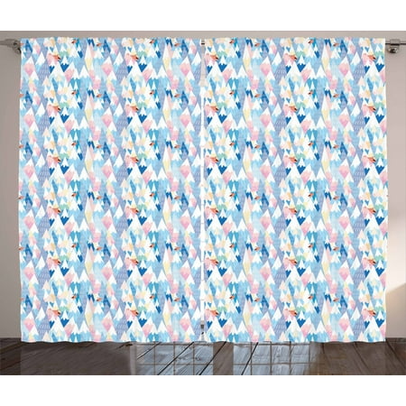 Birds Curtains 2 Panels Set Twittering Northern Cardinal Birds On