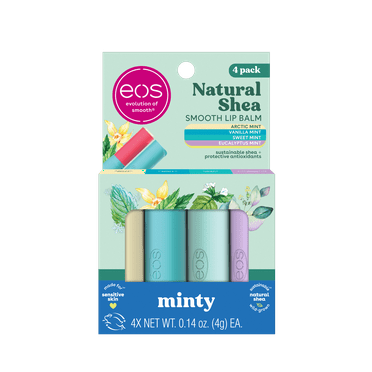 eos Natural Shea Minty Lip Balm Variety Pack- 0.14 oz, Pack of 4