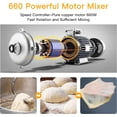thumbnail image 4 of 7.5 QT Stand Mixer, 10-Speed Tilt-Head Electric Dough Mixer with Stainless Steel Bowl, Includes Dough Hook, Wire Whisk, and Beater, with Splash Guard for Home Cooks, Silver/Black, 4 of 6
