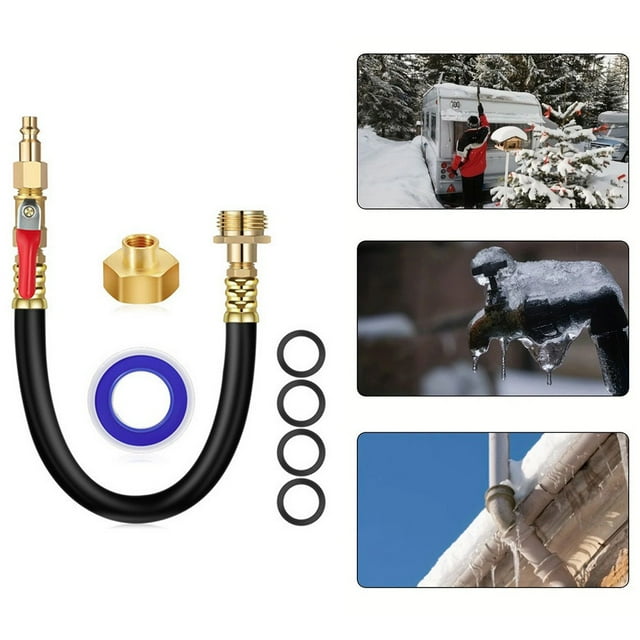 Kit d'Hivernage pour Véhicule Récréatif Valve d'Arrêt de Soufflage et Compresseur d'Air Rapide