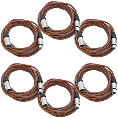 - Seismic Audio 6 Pack of 25 Foot Brown XLR Patch Cables Microphone Cords - 3 Pin XLRM to XLRF - SAXLX-25Brown-6Pack