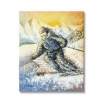 Stupell Industries Person Skiing on Slopes Sports Painting Gallery Wrapped Canvas Print Wall Art, 36 x 48
