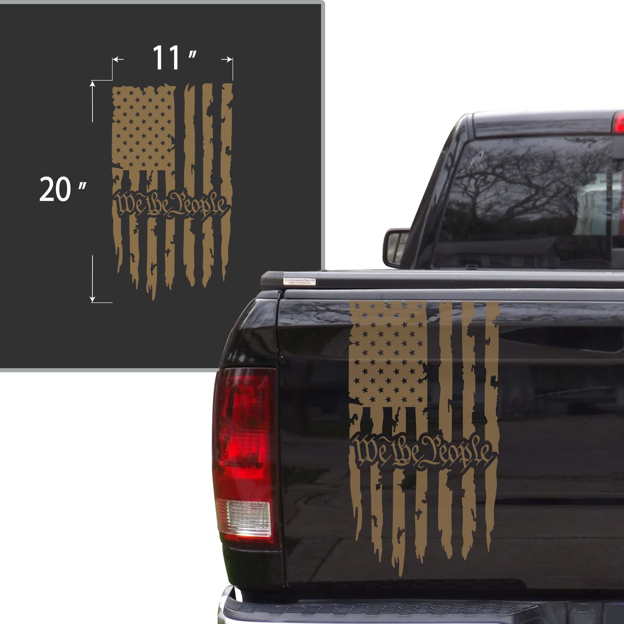 We The People Distressed American USA US Flag Truck Tailgate Vinyl Decal  Preamble of the US Constitution Compatible with most Pickup Trucks Rear  Sticker (11