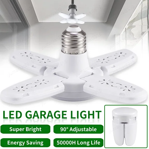 E27 Deformable Led Garage Light Bulb Ceiling Fixture 28W Home Shop Workshop Lamp
