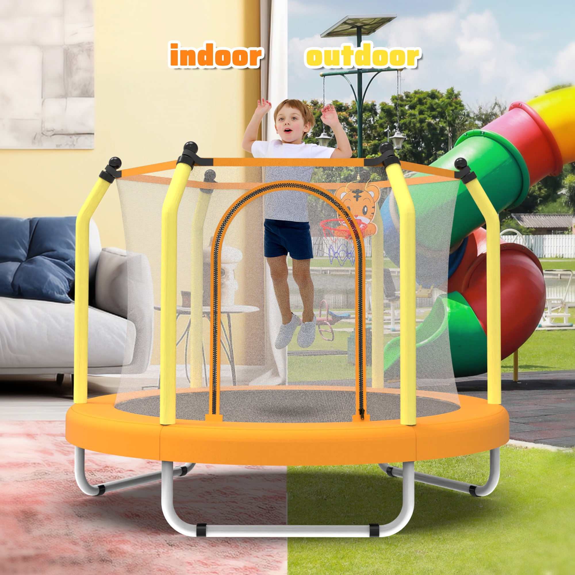 55'' Toddler Trampoline for Kids, SEGMART Kids Trampoline with Enclosure Net and Balls, Indoor Outdoor Mini Small Trampoline Birthday Gifts for Boys and Girls Age 3 Months and up