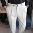 thumbnail image 5 of Pantalones de verano negros recortados para hombre, pantalones de traje rectos para hombre, ropa de estilo coreano, pantalones finos informales chinos para hombre, nuevos en ropa formal, 5 of 5
