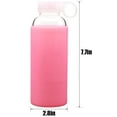 thumbnail image 5 of Bonison Jelly Glass Bottle, Borosilicate Glass Bottle with Pink Silicone Protective Sleeve, Perfect for Travel, Office, Home, Two Bonus Gifts of Cleaning Brush and Cloth Glass Wiper, 5 of 9