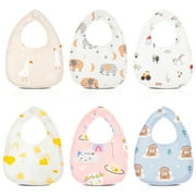 Bocaoying 6 Pack Baby Bandana Drool Bibs, Muslin Baby Bibs, Soft Adjustable Baby Cotton Bibs, Cotton Teething Bibs Waterproof Drool Bibs, Cotton Baby Bibs for Drooling and Teething 0-36 Months