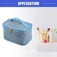 thumbnail image 2 of Vocoste Large Makeup Bag Cosmetic Travel Bag Case Woolen Makeup Bag Organizer for Women Plaid Pattern Blue, 2 of 6