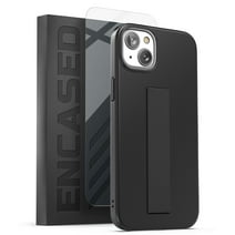 Encased Hand Grip Case Designed for iPhone 14 Case with Finger Loop and Tempered Screen Protector (Black)