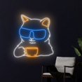 thumbnail image 3 of Handmadetneonsign Cat Drinking Tea Neon Sign, Cat Tea Cup Led Sign, Cat Glasses Neon Lights, 3 of 5