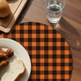thumbnail image 3 of Black Orange Plaid Round Placemats Set of 8 for Dinning Tables,Heat-proof Braided Table Mats 13 Inch,Farmhouse Buffalo Check Gingham Washable Place Mat for Kitchen Restaurant Party Table Decor, 3 of 9