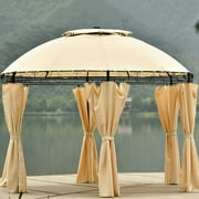 TBWYF Outdoor Gazebo Steel Fabric Round Soft Top Gazebo,Beige
