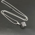 thumbnail image 5 of PikaLF Cube Necklace for Men, Stainless Steel Simple Square Cube Charm Pendant Necklace with 27.6” Chain, Vintage Carved Amulet Necklace, Minimalist Necklace, Punk Rock Jewelry Gift for Men, 5 of 5