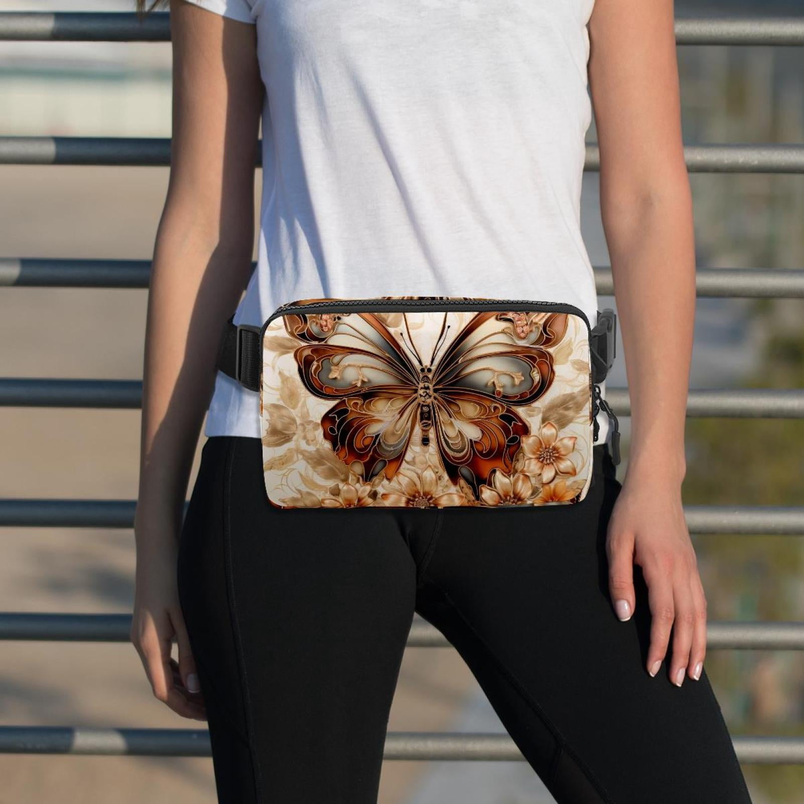 Butterflies Lightweight Adjustable Sling Bag Waist Pack with Extension Strap Unisex - Ideal for Travel and Outdoor Activities
