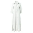 thumbnail image 5 of OVINYER Dress Women Casual Long Sleeve V-Neck Slim Fit Fashion Button Up Sexy Linen Blend Long Dress Lightweight Soft Breathable, 5 of 6