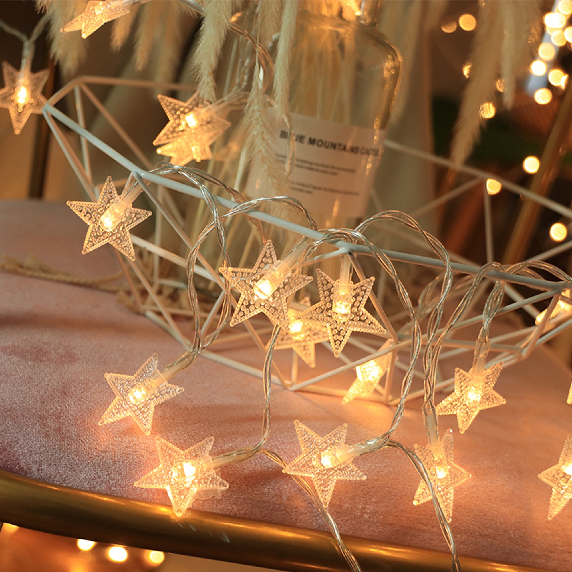 20 LED Star-shaped String Lights, SYNGAR 9.8ft USB Powered Fairy Lights, Bright Energy Saving Star String Lights, Outdoor Waterproof Fairy Lights for Xmas Tree Wedding Decor, Warm White, D3770 - Walmart.com