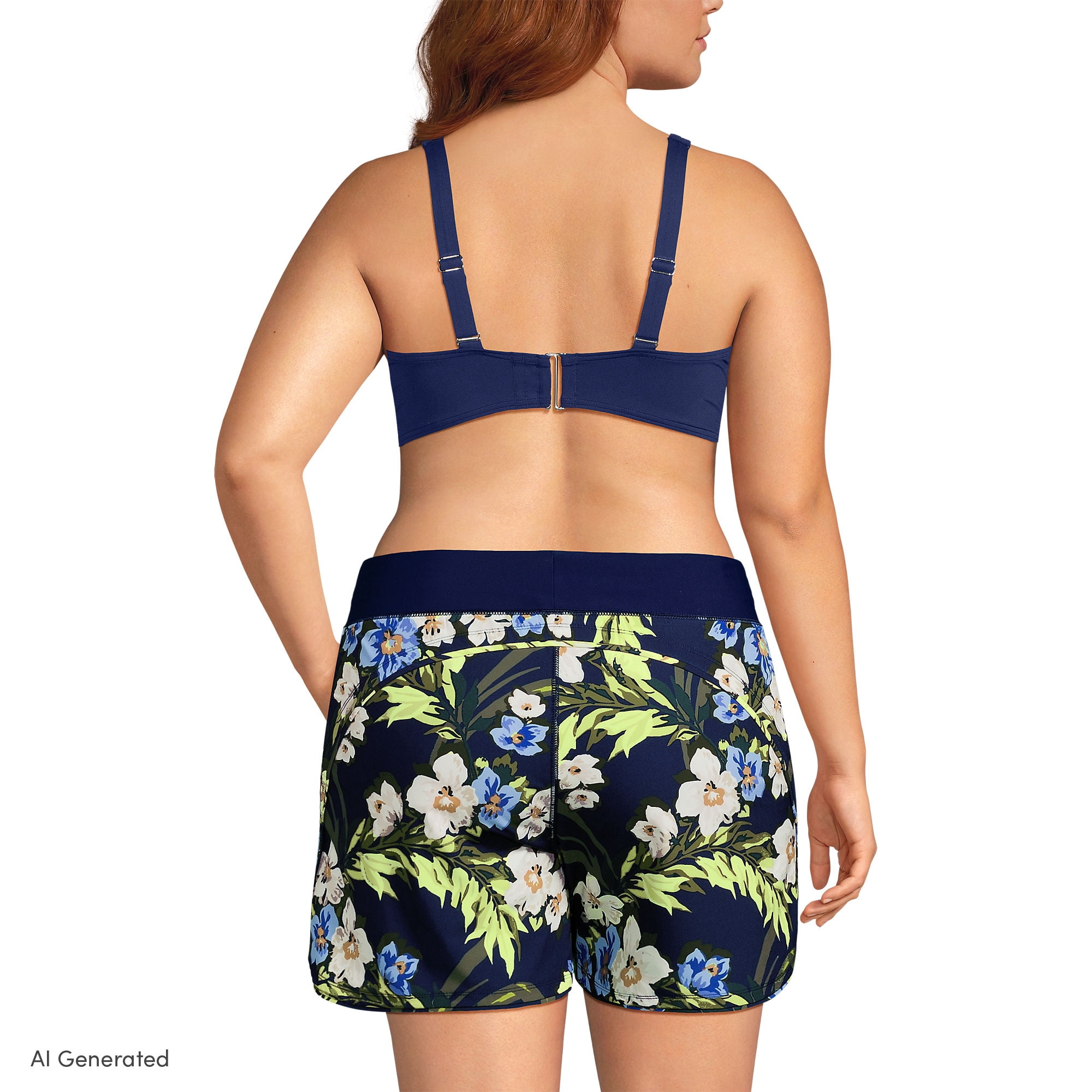 Lands' End Women's Plus Size SunShade UPF 50 5" Board Shorts with Panty