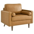thumbnail image 2 of Modway Valour Mid-Century Leather Solid Print Tufted Armchair, Tan, 2 of 9