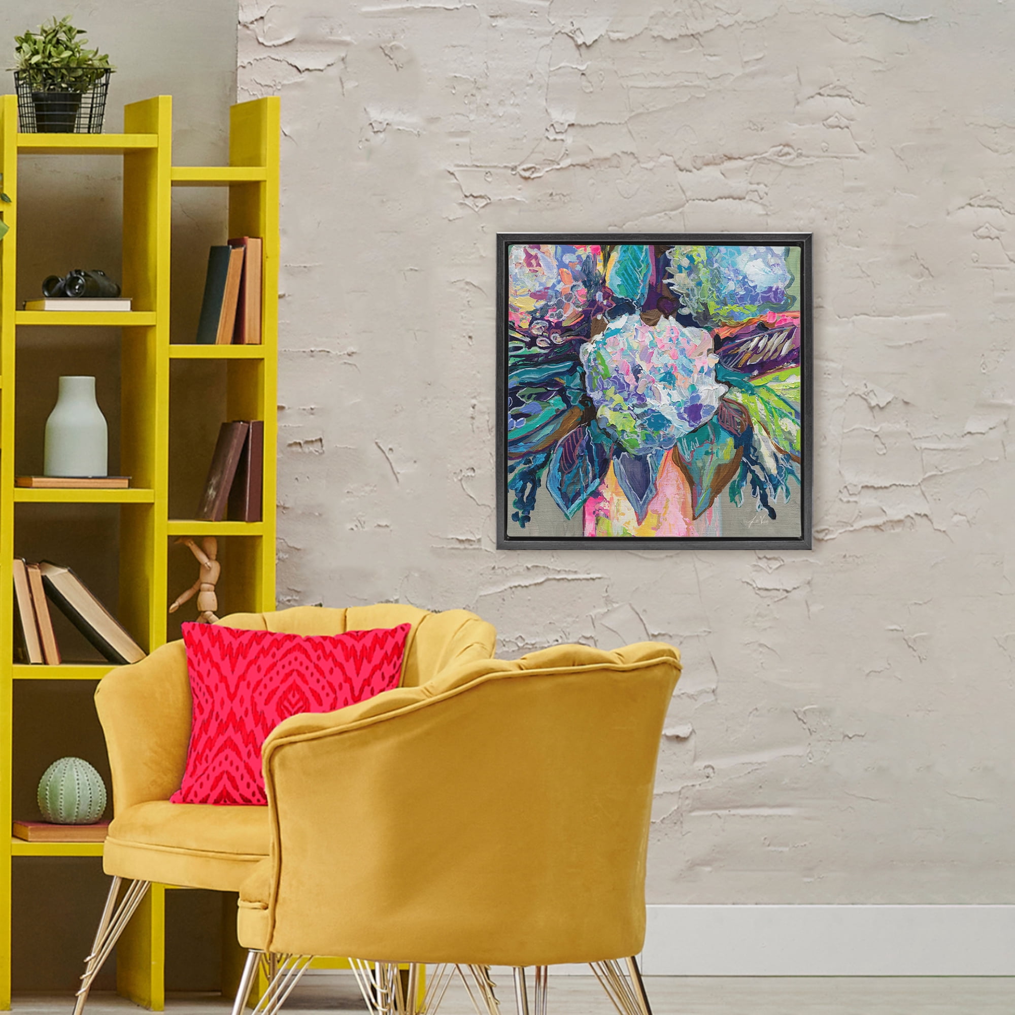Stupell Industries Love That Gives Bouquet Black Framed Floater Canvas Wall Art, design by Jeanette Vertentes