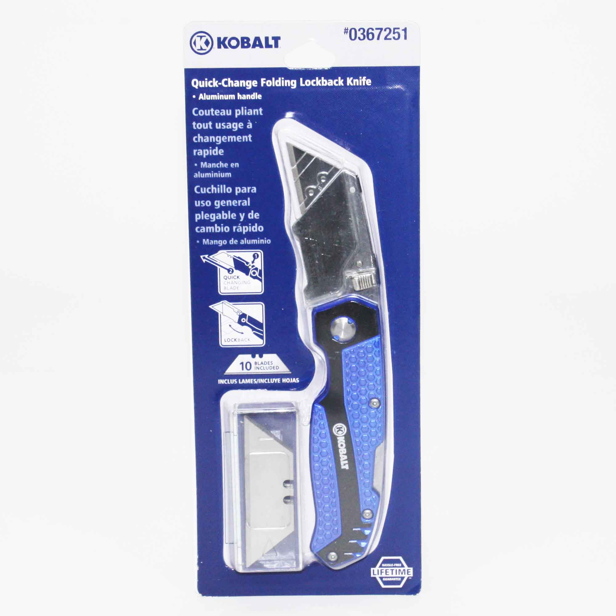 Kobalt Utility Knife W/ 11 Blades QuickChange Folding Lockback