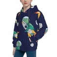 thumbnail image 2 of Kll Unisex Kids Boys Girls Hooded Pocket Pullover Hoodies-Astronaut Dinosaur And Space, 2 of 9