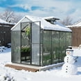thumbnail image 4 of Aoodor 6' x 8' Outdoor Greenhouse, Walk-in Polycarbonate Greenhouse with Aluminum Frame for Outside Backyard, Black, 4 of 9