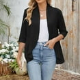 thumbnail image 6 of Oplxuo Womens Eyelets Shrugs Tops Casual Solid 3/4 Sleeve Bolero Elegant Crop Cardigan Coverup Shirts Blouse, 6 of 7