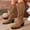 Khaki, variant on Women Hollow Perforated Breathable Knee High Western Boots, Back Zipper Chunky Block Heel Tall Long Booties, Fall Winter Cool Thin Light Footwear for Women Khaki 6(37)