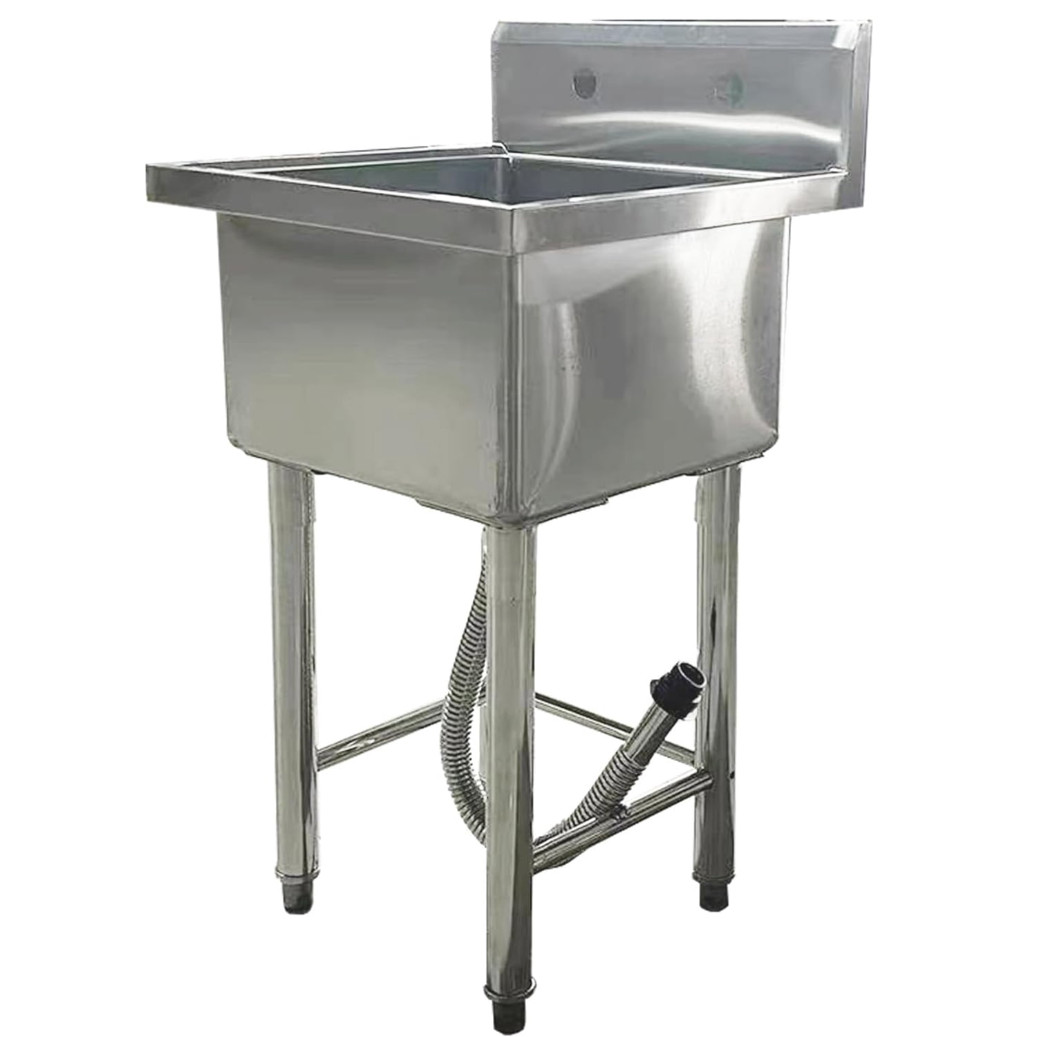 AOILE Free Standing Stainless Steel Sink, Utility Sink with Faucet & Storage Shelf for Kitchen, Garage