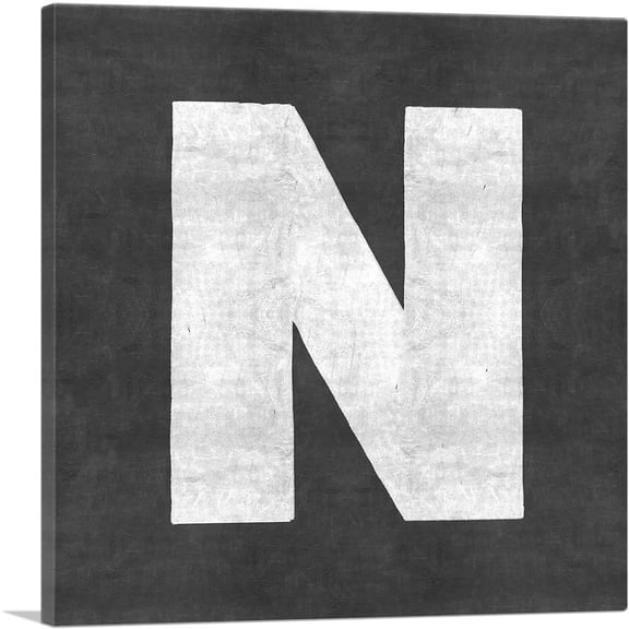 ARTCANVAS Chalkboard Alphabet Letter N Canvas Art Print - Size: 26" x 26" (1.50" Deep)