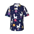 thumbnail image 1 of Balery Lama in Space Camisas hawaianas de manga corta para hombre, camisas playeras de corte holgado, camisas de vacaciones con botones,Medium, 1 of 7
