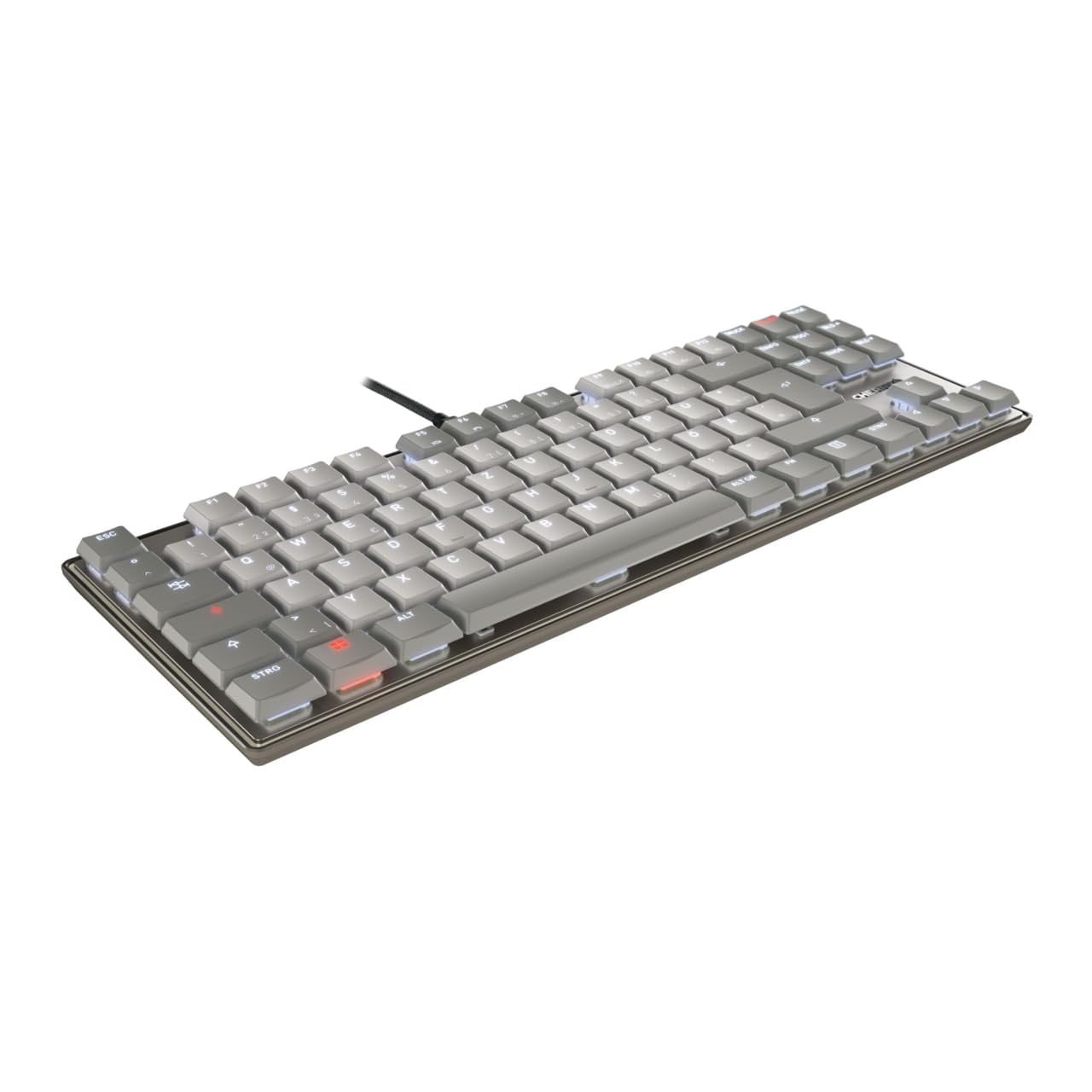 CHERRY KC 500 MX LP TKL MX LP Mechanical Low-profile Keyboard in a Slim Design - Warm Grey, Wired Compact Keyboard with Backlighting, MX2A IVORY Switches, PBT Keycaps, Foldable Feet, Slim Design